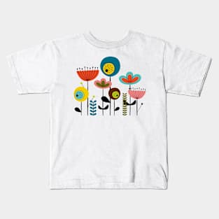 Mid Century Flowers Kids T-Shirt